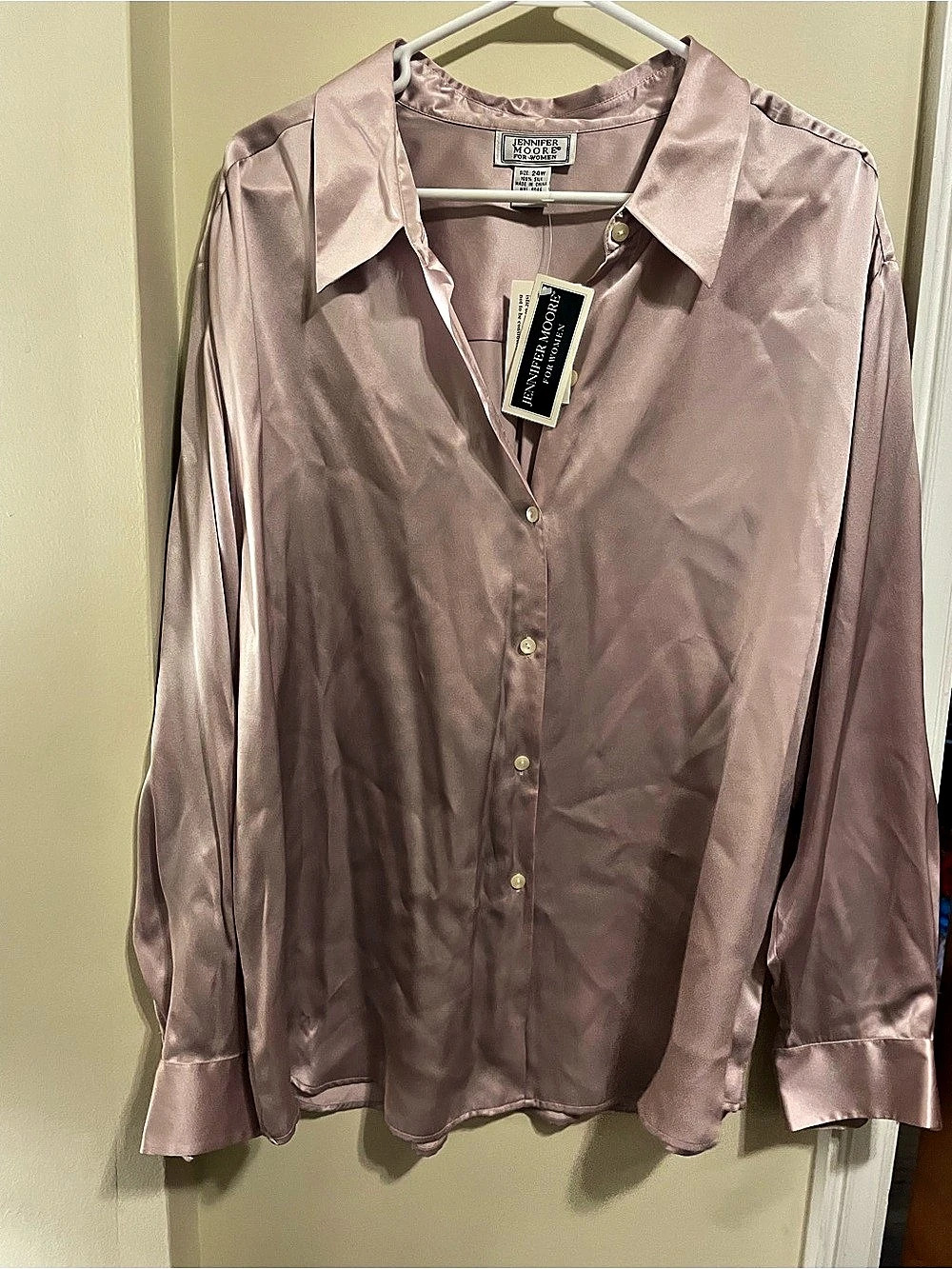 Jennifer Moore 100% Silk Button Down in Pink Size 24W NWT